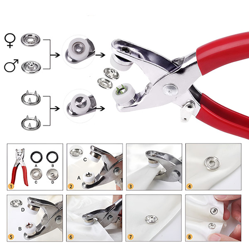 100pc Five-prong ButtonInstallation Pliers Set Metal Snap Button Kit DIY