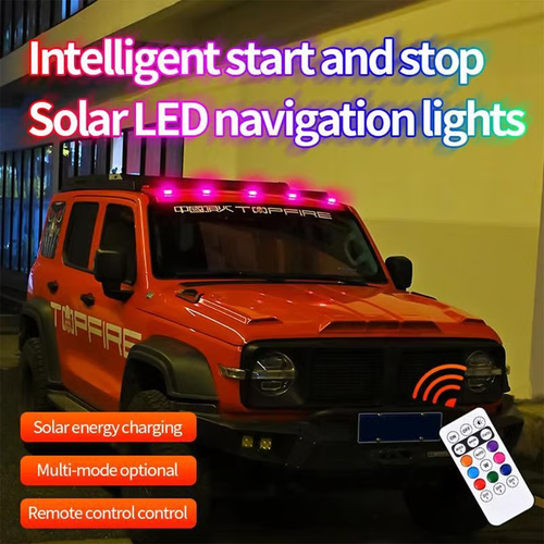 💡Solar Car Roof RGB Strobe Light（4 pack with remote control）
