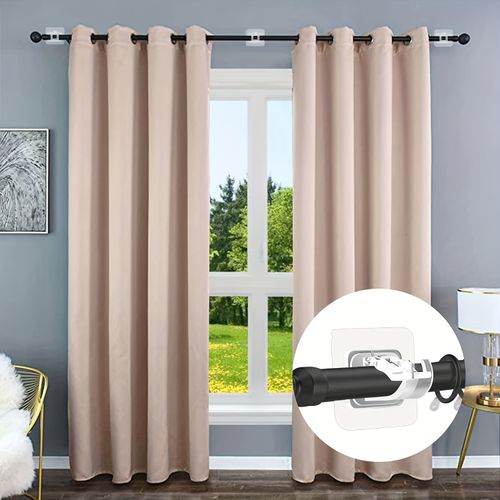 Nail-Free Adjustable Curtain Rod Holders（4 pairs）