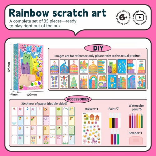 🎅35Pcs DIY Rainbow Scratch Art