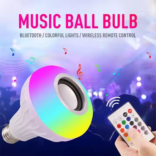 E27 12 Watt Smart RGB Wireless Speaker Music Playing Bulb Dimmable LED Bulb Light with Remote Control