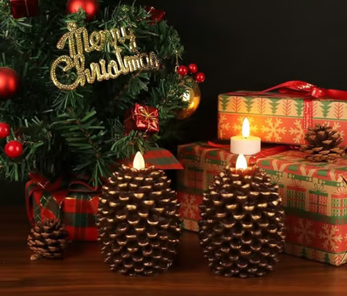 ✨Flameless Pinecone Candles Battery Operated-2pcs