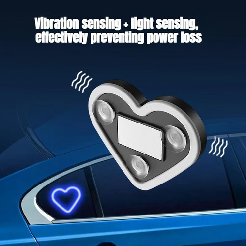 Buy1 get 1free -Solar Powered Wireless LED Heart C-Pillar Neon Light（red and blue）