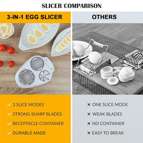 🔥New 3-in-1 Multifunctional Vegetable Cutter Fancy Split Egg Slicer Egg Slicing and Dividing