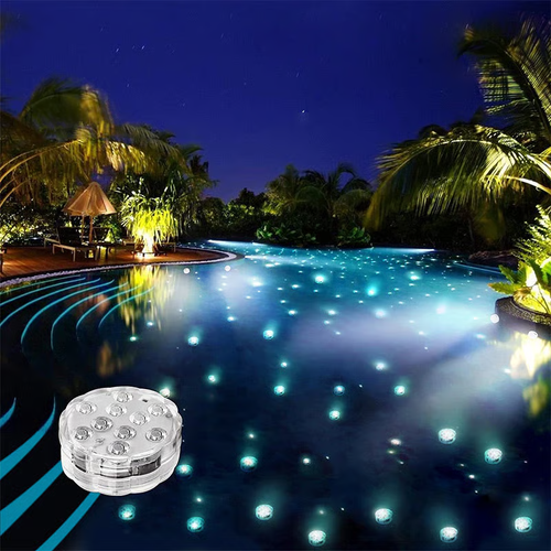 Submersible Waterproof Remote Control LED Lights for Pool（4 lights with 1 remote control）