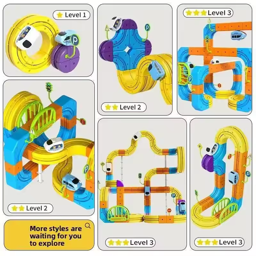 145pcs Anti-Gravity Changeable Racing Train Track Cube High-Speed Rail Car Electric Train Toys for Children Gift