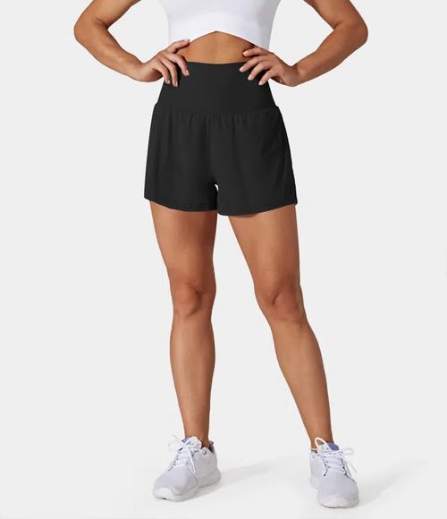 High Waisted 2-in-1 Yoga Shorts & Side Pockets size：XL