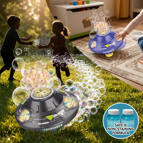 🔥Multifunction Bubble Machine, Automatic Rotating Disc Toy