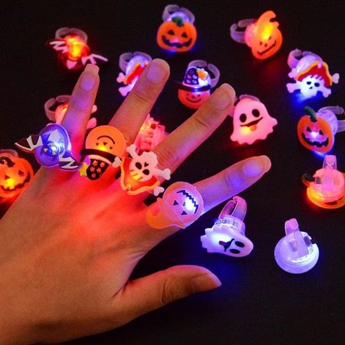 LED Light Halloween Luminous Ring - Set of 50 pcs（Patterns are randomly selected）