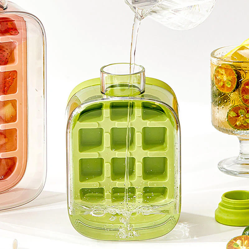 Summer Portable Ice Cube Bottle With Straw
