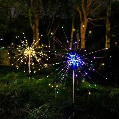 LED Solar Fireworks Lights Waterproof Outdoor Dandelion Flash String Fairy Lamp for Garden Landscape Lawn Decoration