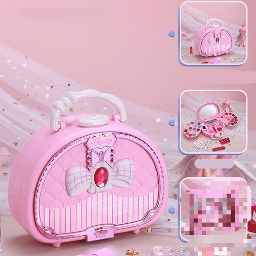 Kids Washable Makeup Toy Set with Portable Pink Handbag