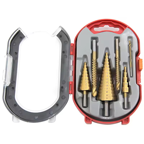 6PCS Titanium-Coated Step Drill Bit Set