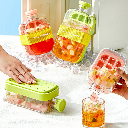 Summer Portable Ice Cube Bottle With Straw
