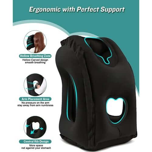 🌬️✈️😴 Portable, inflatable, ergonomic travel pillow: Enjoy a comfortable sleep anytime, anywhere 🧳💤