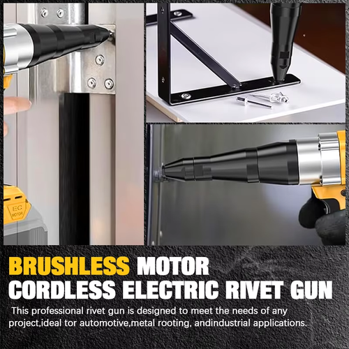 Cordless Brushless Rivet Gun with 3 Nose Sizes & Aluminum Rivets, Compatible with 20V MAX Batteries