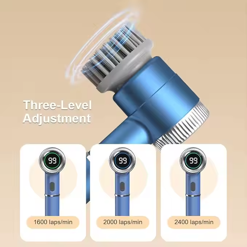 New Cordless Electric Gyrated Cleaning Brush with 5 Brush Heads Electric Scrubber