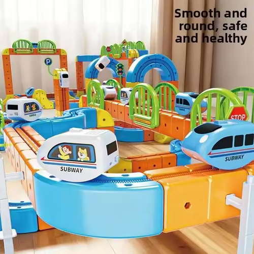 145pcs Anti-Gravity Changeable Racing Train Track Cube High-Speed Rail Car Electric Train Toys for Children Gift