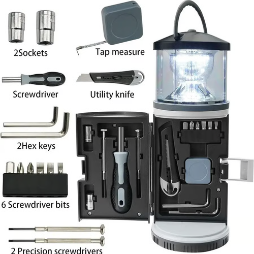 💥Screwdriver set 15 pieces tools home outdoor emergency light💥👍