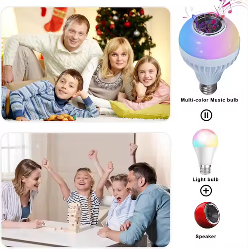 E27 12 Watt Smart RGB Wireless Speaker Music Playing Bulb Dimmable LED Bulb Light with Remote Control