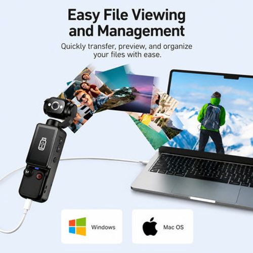 🎥Upgraded Vlogging Camera – 180° Rotating Lens, Full-Body Video Recorder for Travel, Daily Life & Content Creation