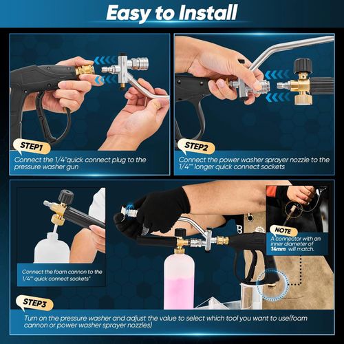 High-pressure cleaning water gun set with 5 nozzles