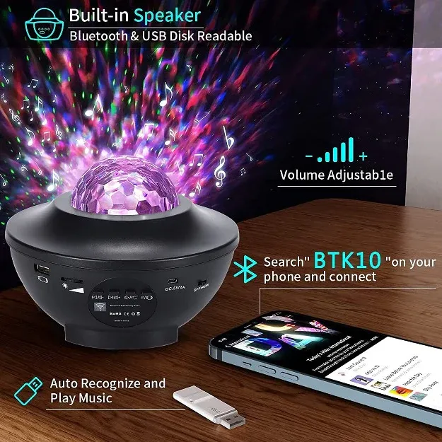 360° Rotating Starry Sky Projection Bluetooth Speaker