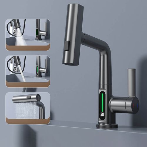 Lifting faucet with digital display
