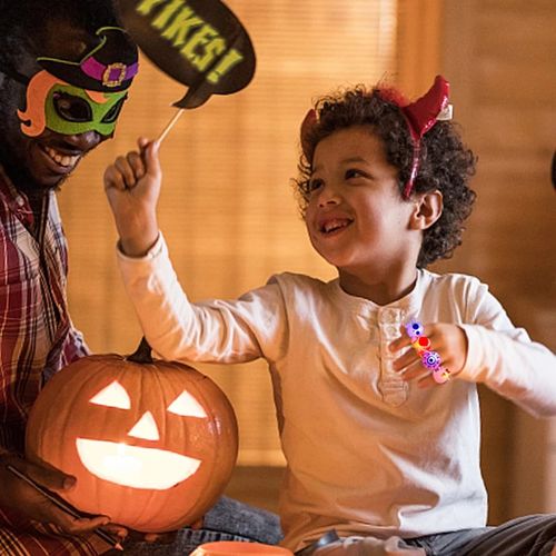 LED Light Halloween Luminous Ring - Set of 50 pcs（Patterns are randomly selected）
