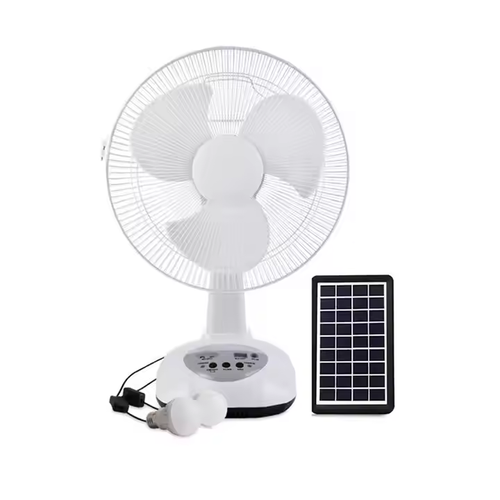 Nuevo ventilador recargable con panel solar, puerto USB, luz LED