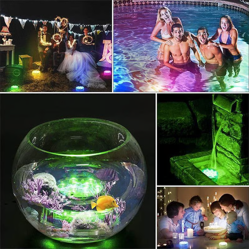 Submersible Waterproof Remote Control LED Lights for Pool（4 lights with 1 remote control）