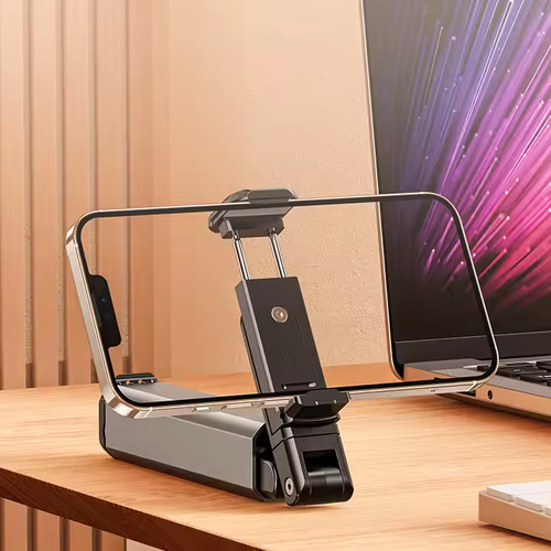 Stowable Airplane Travel Phone Holder Stand 360 Rotation Handsfree Mini Foldable Flight Train Aluminum Phone Holder For Trip