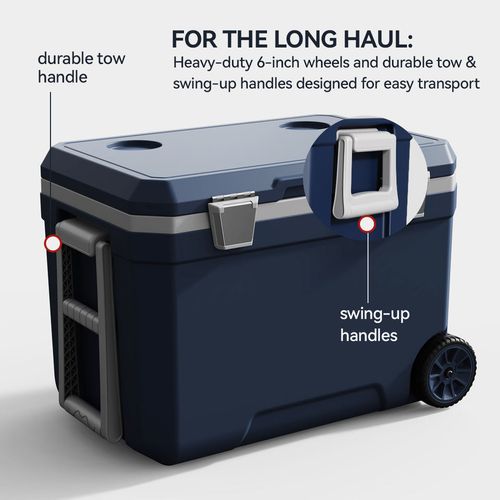 45L Outdoor Roller-Mounted Insulated Cooler Box, Ideal for Car Camping and Picnics