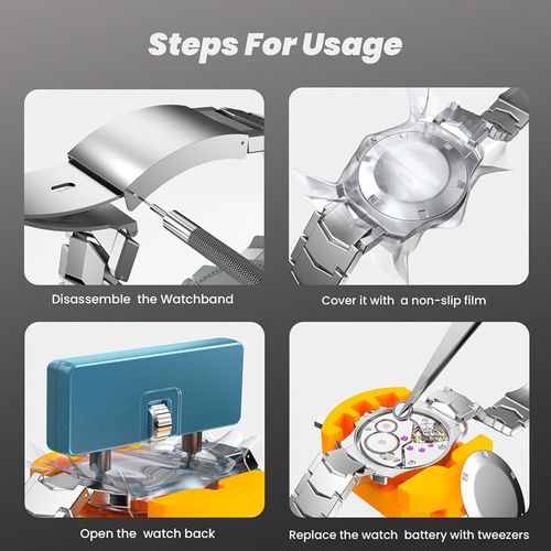 Professional Watch Repair Tool Kit – All-in-One, Precision Stainless Steel Tools for Battery & Band Fixes