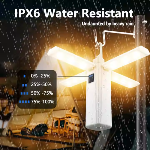 6 in 1 Waterproof IP65 Foldable LED Camping Lamp with 3 Light Modes ABS USB Rechargeable Outdoor Mobile Power Source for Fishing