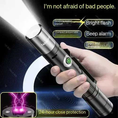Arc Electric Shock Flashlight Rechargeable Self-defense Torch Lights for Home