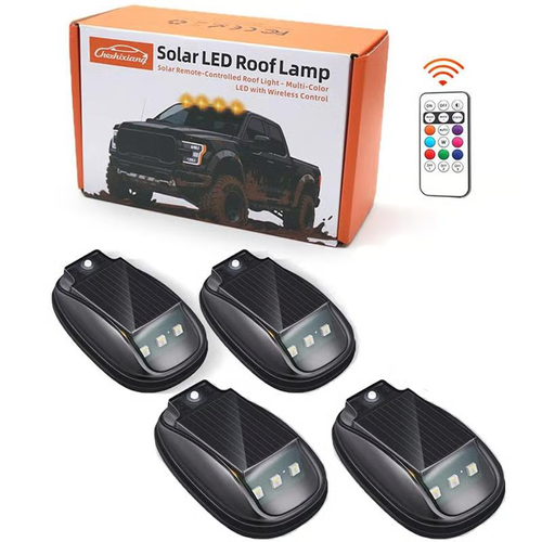 💡Solar Car Roof RGB Strobe Light（4 pack with remote control）