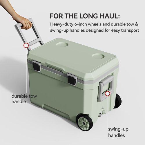 45L Outdoor Roller-Mounted Insulated Cooler Box, Ideal for Car Camping and Picnics