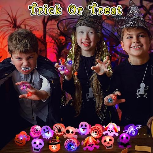 LED Light Halloween Luminous Ring - Set of 50 pcs（Patterns are randomly selected）
