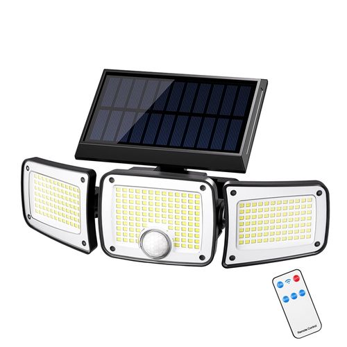 208LED Three Head Solar Lamp PIR Motion Sensor Waterproof Adjustable Angle Lights Solar garden Wall Light