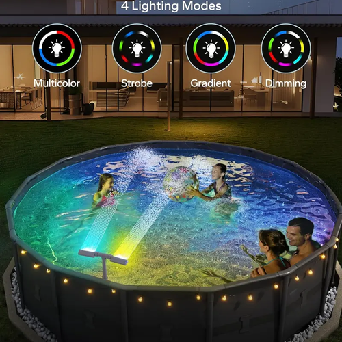 Solar Pool Fountain with Lights Dual Arc