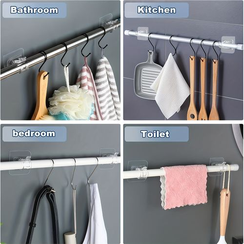 Nail-Free Adjustable Curtain Rod Holders（4 pairs）