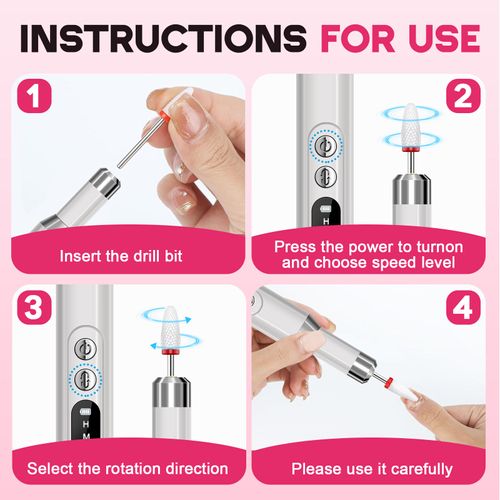 💅✨Professional Electric Nail Polisher-Multiple heads for shaping & buffing. Salon at home! 🌟💎
