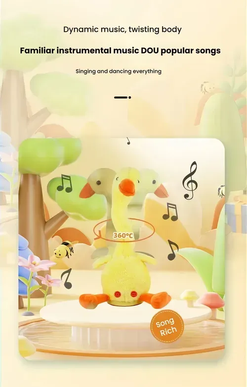 Dancing Duck Electronic Plush Toys Repeat Talking Sing Record Voice usb charge