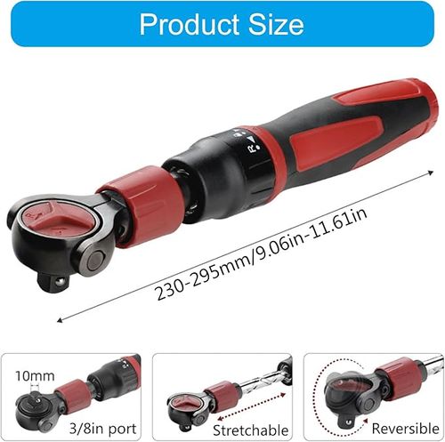 Drive Ratchet Wrench - 72T Steel Socket Wrench with Flexible Head & Reversible Switch