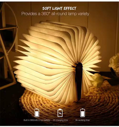 Cute Design Wooden Folding Rechargeable New Usb Book Lights