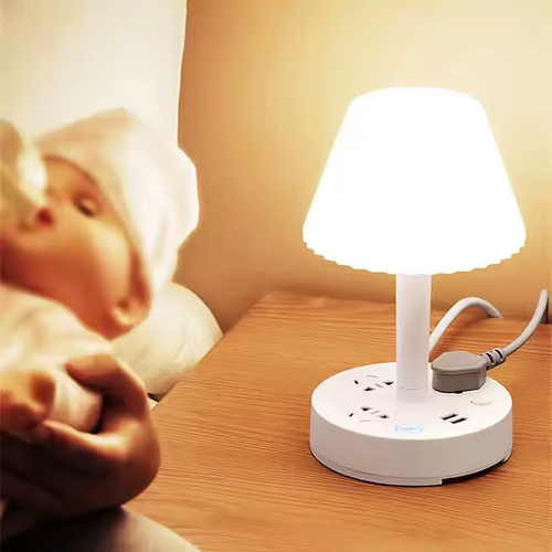 Power Strip phone Holder Outlets and multifunctional USB Charging Ports Overload Table light Lamp