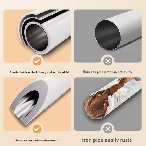 Multifunctional no-drill telescopic clothes drying rack for balcony and bathroom curtain rod