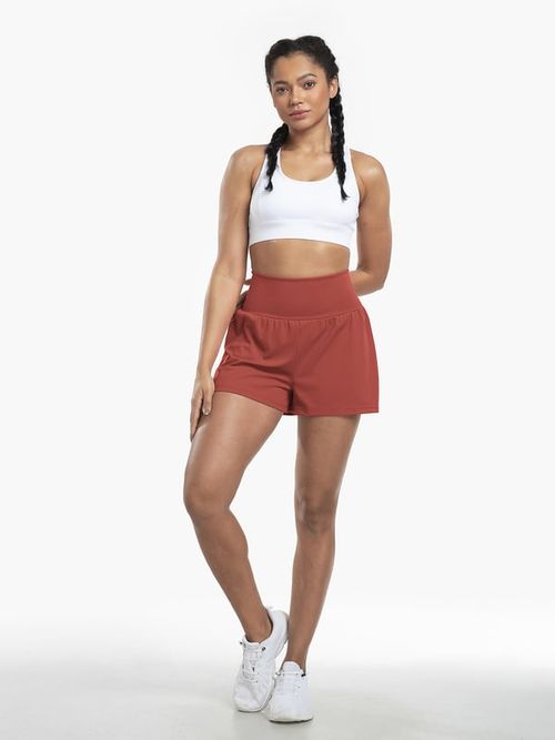 High Waisted 2-in-1 Yoga Shorts & Side Pockets size：XL
