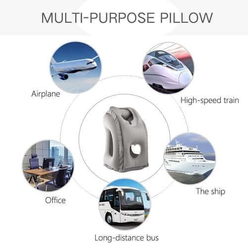 🌬️✈️😴 Portable, inflatable, ergonomic travel pillow: Enjoy a comfortable sleep anytime, anywhere 🧳💤